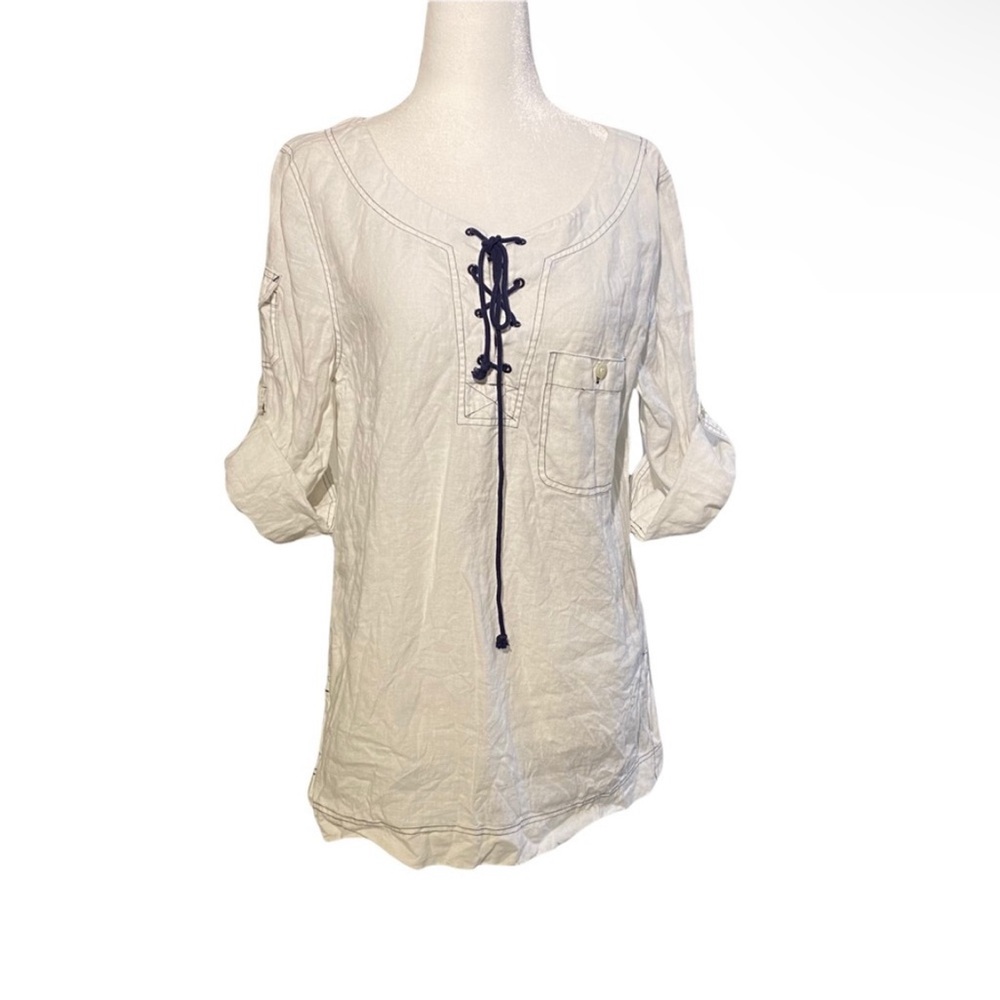 Lauren Ralph Lauren white 100% linen tunic size Medium